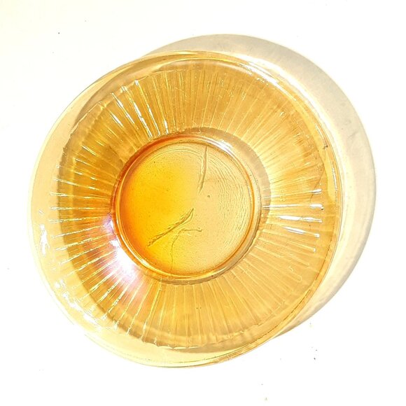 Marigold Carnival Glass Orange B & B Plate 6 " Set of 2 Wide Rim Ribbed Vintage - Picture 2 of 4